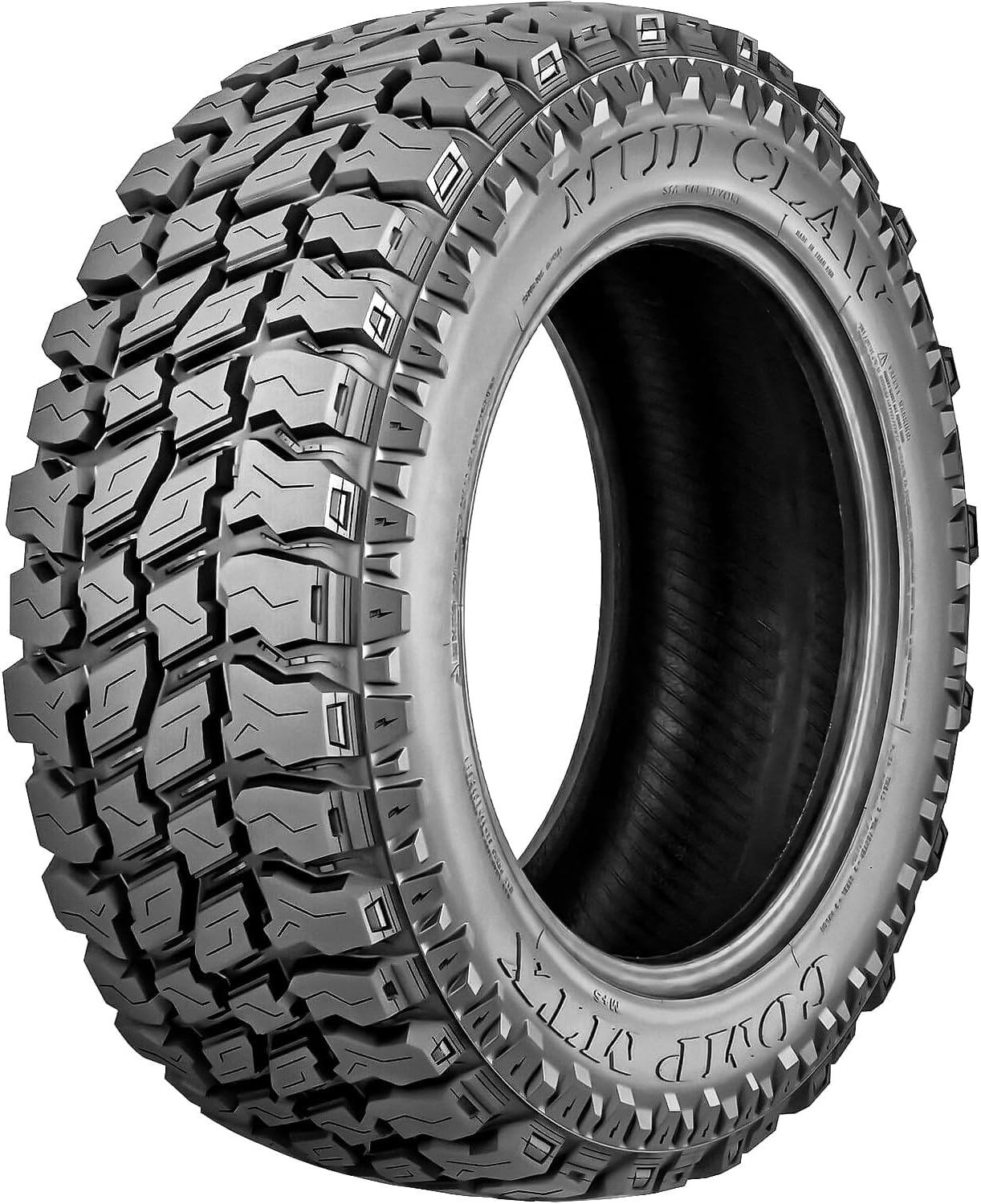 Mud Claw Comp MTX mud-terrain tire, deep tread blocks and MUD CLAW COMP MTX lettering across the sidewall